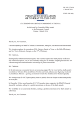 Statement by the Delegation of Norway, also on behalf of Iceland, Liechtenstein, Mongolia, San Marino and Switzerland, on the death penalty in the United States of America