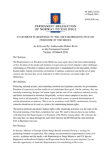 Statement by the Delegation of Norway in response to the report by the OSCE Representative on Freedom of the Media, Ms. Dunja Mijatović
