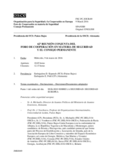 Diario de la 62ª Reunión conjunta del Foro de Cooperación en materia de Seguridad y del Consejo Permanente 