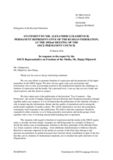Statement by the Delegation of the Russian Federation in response to the report by the OSCE Representative on Freedom of the Media, Ms. Dunja Mijatović
