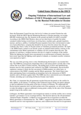 Statement by the Delegation of the United States of America on the Russia’s ongoing aggression against Ukraine and illegal occupation of Crimea