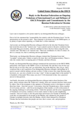 Statement by the Delegation of the United States of America in response to the statement by the Delegation of the Russian Federation on the situation in Ukraine and the need to implement the Minsk agreements