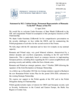 Statement by the Delegation of Romania in response to the opening statement by H.E. Marek Ziółkowski, Undersecretary of State of the Ministry of Foreign Affairs of Poland