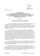 Statement by the Delegation of France in response to the update by Ambassador Andrzej Kasprzyk and to the address by the Co-Chairmen of the Minsk by the Co-Chairmen of the Minsk Group