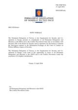 Response by the Delegation of Norway to the Questionnaire on the Code of Conduct on Politico-Military Aspects of Security