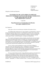 Statement by the Delegation of the Russian Federation on the banning of broadcasting of the Russian news agency “Sputnik”