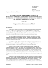 Second statement by the Delegation of the Russian Federation on the planned demolition of Soviet monuments in Poland