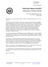 Statement by the Delegation of the United States of America on the parliamentary elections in Serbia, held on 24 April 2016