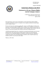 Statement by the Delegation of the United States of America on the case of Mr. A. Askarov in Kyrgyzstan