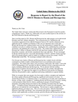 Statement by the Delegation of the United States of America in response to the report by the Head of the OSCE Mission to Bosnia and Herzegovina, Ambassador Jonathan Moore