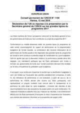 Déclaration de l’UE en réponse à la présentation par le Secrétaire général de l’OSCE sur les grandes lignes du programme 2017