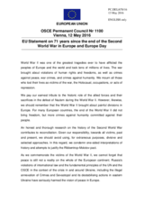 Statement by the Dutch EU Presidency on the 71st anniversary of the end of the Second World War in Europe and Europe Day