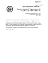 Statement by the Delegation of the United States of America on the conclusion of the so-called “Agreement on the State Border” by the Russian Federation with the Tskhinvali occupation regime