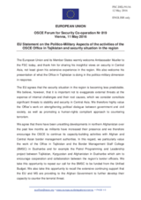 Statement by the Dutch EU Presidency in response to the presentation by Mr. M. Mueller, Head of the OSCE Office in Tajikistan