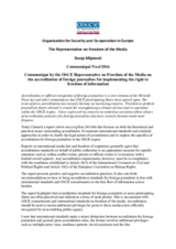 Communique on the accreditation of foreign journalists for implementing the right to freedom of information