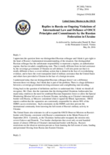 Statement by the Delegation of the United States of America on the foreign terrorist fighters from the Russian Federation in eastern Ukraine