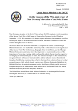 Statement by the Delegation of the United States of America on the 75th anniversary of the outbreak of the Great Patriotic War, observed on 22 June 2016