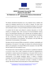 Statement by the Dutch EU Presidency on the 36th round of the Geneva International Discussions, held on 14 and 15 June 2016