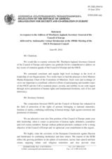 Statement by the Delegation of Armenia in response to the address by the Secretary General of the Council of Europe, H.E. Thorbjørn Jagland