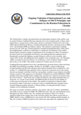 Statement by the Delegation of the United States of America on the Russia’s ongoing aggression against Ukraine and illegal occupation of Crimea
