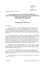 Statement by the Delegation of the Russian Federation on the International Children’s Day, observed on 1 June