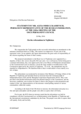 Statement by the Delegation of the Russian Federation on the referendum on amendments to the Constitution of Tajikistan