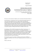 Statement by the Delegation of the United States of America on the referendum on amendments to the Constitution of Tajikistan