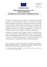 Statement by the Dutch EU Presidency on the release of Ms. K. Ismayilova in Azerbaijan