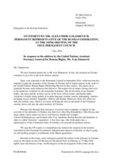 Statement by the Delegation of the Russian Federation in response to the address by the United Nations Assistant Secretary-General for Human Rights, Mr. Ivan Šimonović