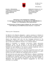 Statement by the Delegation of Albania in response to the report by the Head of the OSCE Mission to Skopje, Ambassador Nina Suomalainen