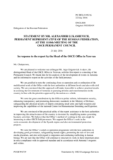 Statement by the Delegation of the Russian Federation in response to the report by the Head of the OSCE Office in Yerevan, Ambassador Argo Avakov
