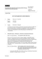 Journal der 827. Plenarsitzung des Forums