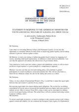 Statement by the Delegation of Norway in response to the address by the Minister of Youth and Social Welfare of Albania, H.E. Erion Veliaj