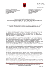 Statement by the Delegation of Albania in response to the report by the Head of Mission in Kosovo, Ambassador Jean-Claude Schlumberger