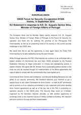 Statement by the Slovak EU Presidency in response to the opening Statement by H.E. Dr. Augusto Santos Silva, Minister for Foreign Affairs of Portugal