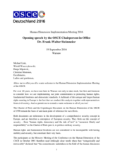 Opening speech by the OSCE Chairperson-in-Office Dr. Frank-Walter Steinmeier