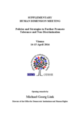 Opening remarks by Michael Georg Link at the Supplementary Human Dimension Meeting, Vienna, 14 April 2016
