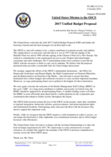 Statement by the Delegation of the United States of America in response to the presentation by the OSCE Secretary General of the 2017 Unified Budget Proposal