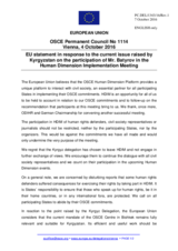 Statement by the Slovak EU Presidency on the participation of Mr. K. Batyrov in the Human Dimension Implementation Meeting, held in Warsaw from 19 to 30 September 2016