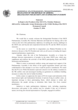 Statement by the Delegation of Armenia in response to the address by the President of the OSCE Parliamentary Assembly, Ms. Christine Muttonen