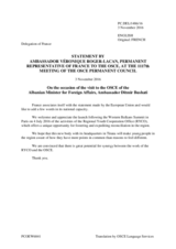 Statement by the Delegation of France in response to the address by the Minister for Foreign Affairs of Albania, H.E. Ditmir Bushati