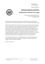 Statement by the Delegation of the United States of America on the parliamentary elections in Georgia, held on 30 October 2016