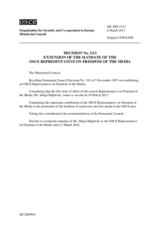 Decision No. 1/13 Extension of the Mandate of the OSCE Representative on Freedom of the Media