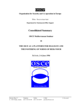 Consolidated summary of the OSCE Mediterranean Seminar on the OSCE as a Platform for Dialogue and the Fostering of Norms of Behaviour