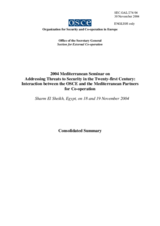 Consolidated Summary of the 2004 Mediterranean Seminar on Addressing Threats to Security in the Twenty-first Century: Interaction between the OSCE and the Mediterranean Partners for Co-operation