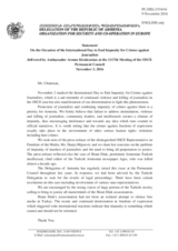 Statement by the Delegation of Armenia on the United Nations International Day to End Impunity for Crimes against Journalists, observed on 2 November