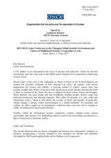 Speech by the OSCE Secretary General Lamberto Zannier