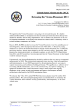 Statement by the Delegation of the United States of America on the reissuance of the Vienna Document 2011