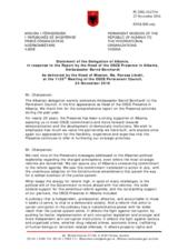 Statement by the Delegation of Albania in response to the report by the Head of the OSCE Presence in Albania, Ambassador Bernd Borchardt