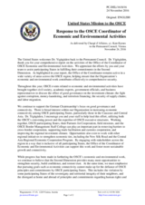 Statement by the Delegation of the United States of America in response to the report by the Co-ordinator of OSCE Economic and Environmental Activities, Dr. Halil Yurdakul Yigitgüden